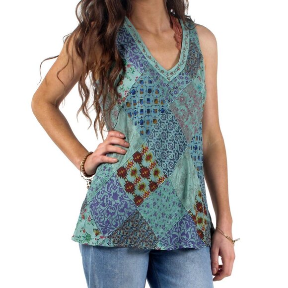 SALE! NWT Diamond Patchwork Tank Top w/ Embroidery - Picture 9 of 9